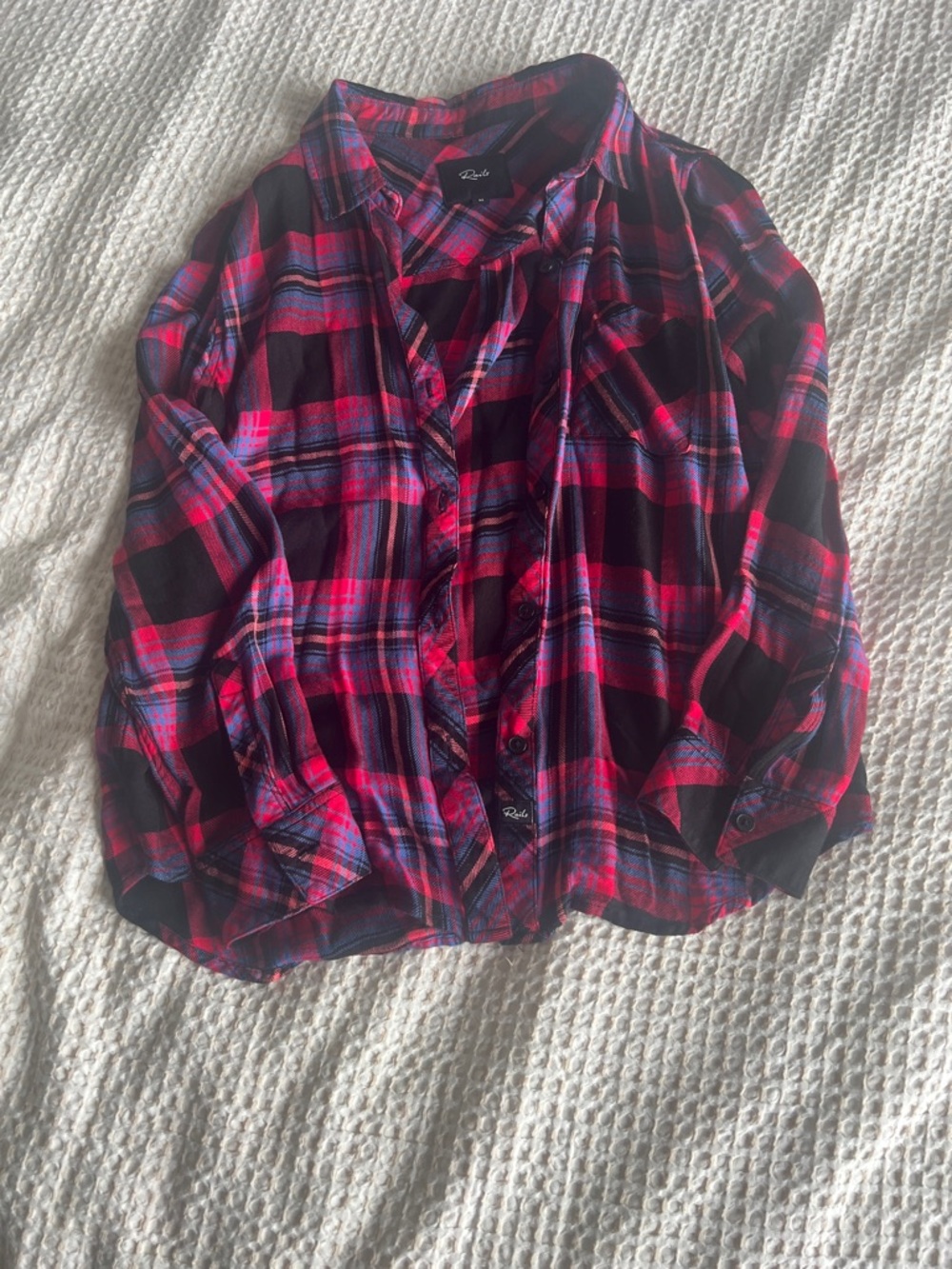 Rails Pink and Black Plaid Button-Down Shirt